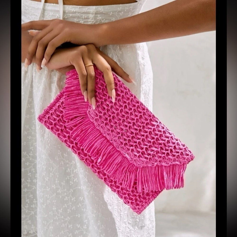 Fringe Decor Envelope Woven Bag - Picture 14 of 16